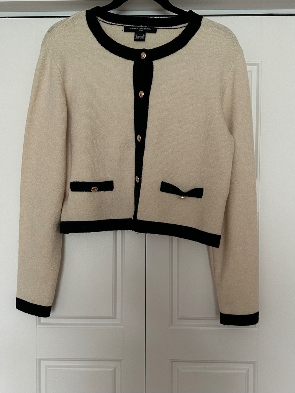 NEW French Connection Vhari Contrast Trim Women's Cardigan, Sz